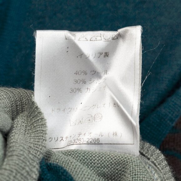 Christian Dior Teal Wool, Silk, & Cashmere-Blend Floral Cropped Sweater - Picture 10 of 10